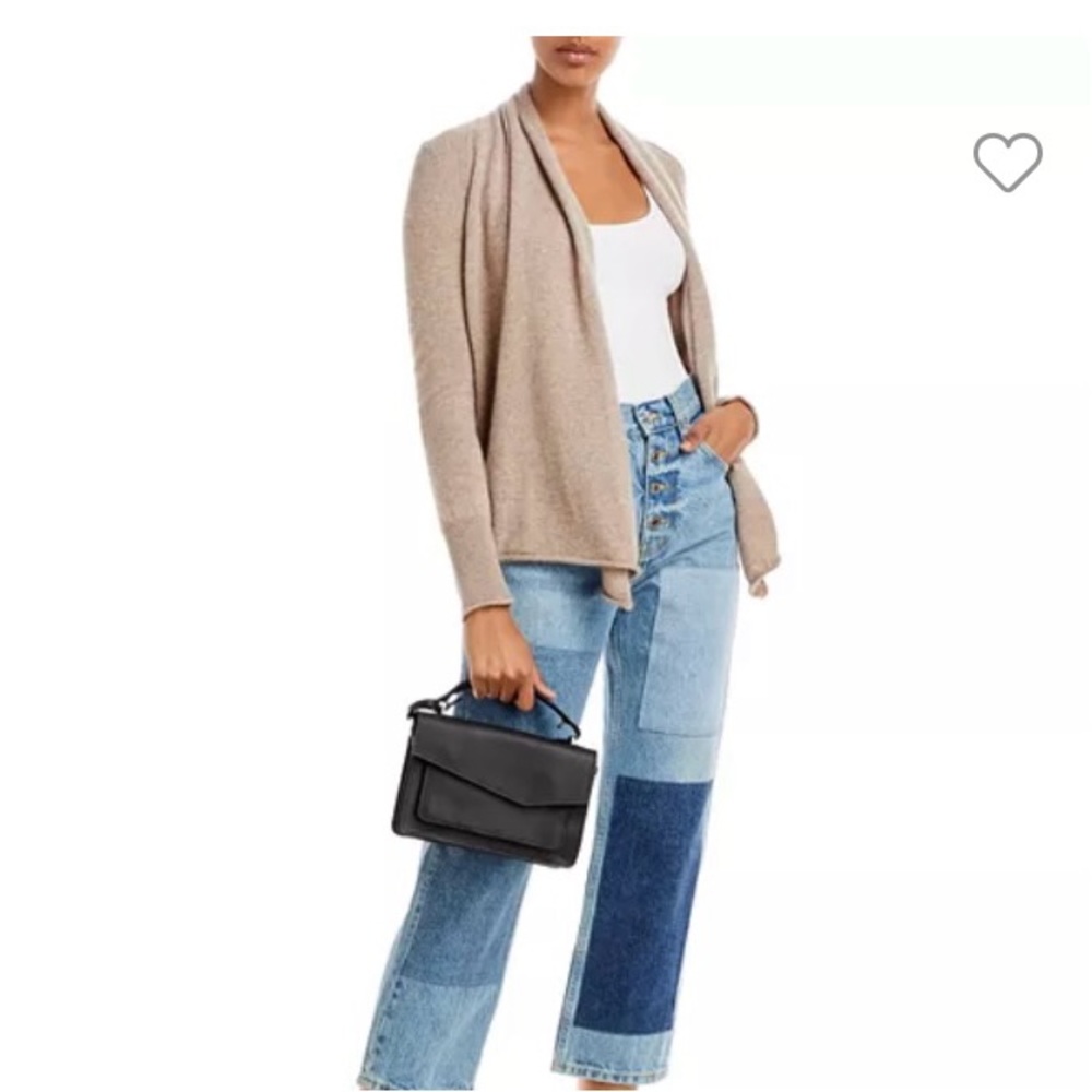 AQUA Cashmere Draped Open-Front Cashmere Cardigan